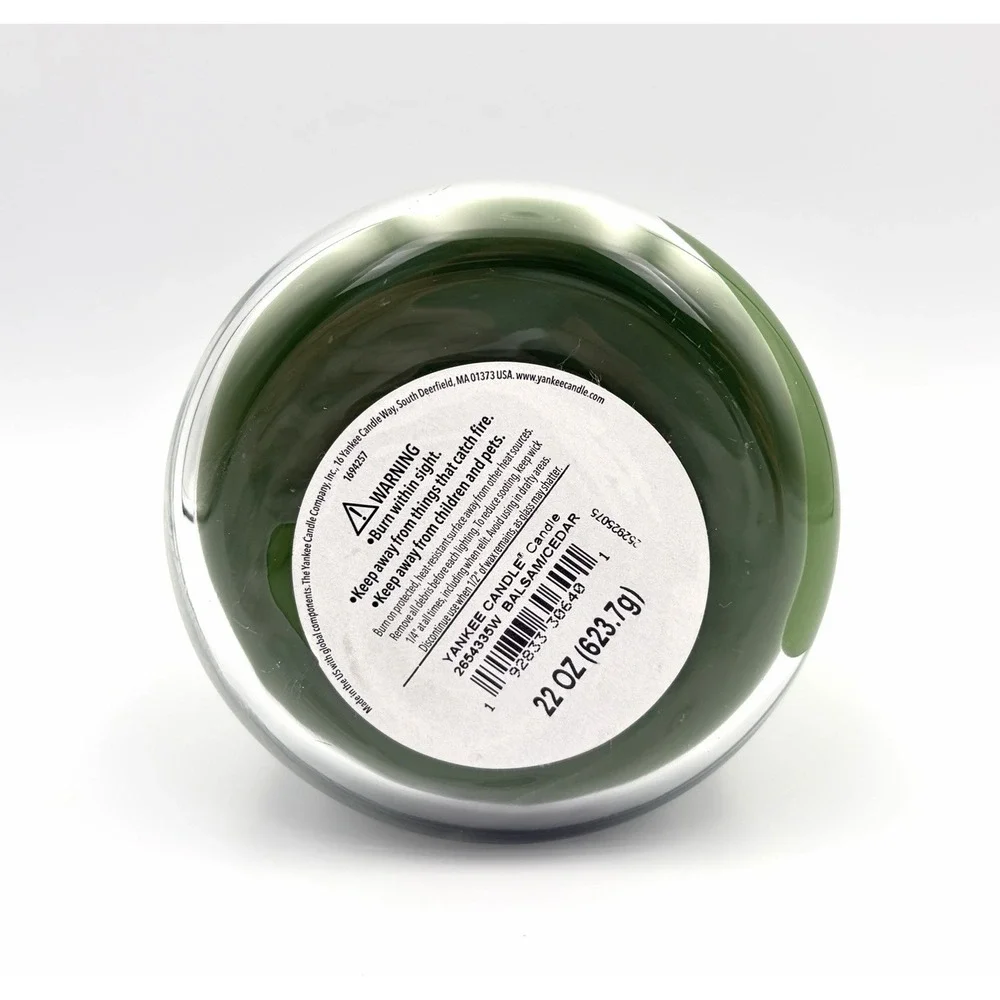 Yankee Candle Balsam & Cedar Large 22 oz Jar Single Wick Green Holiday Scented